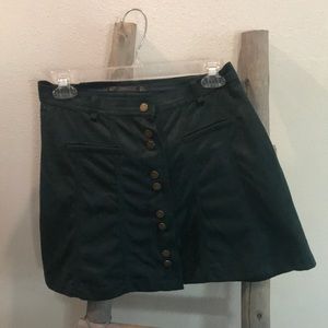 Green suede mini skirt
